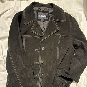 Bernardo Black Suede Leather Jacket SZ S- Contrast Stitch Y2K Boho